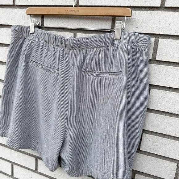 Style & Co. Railroad Stripe Blue White Linen Blend Casual Shorts Elastic Waist - Picture 6 of 11